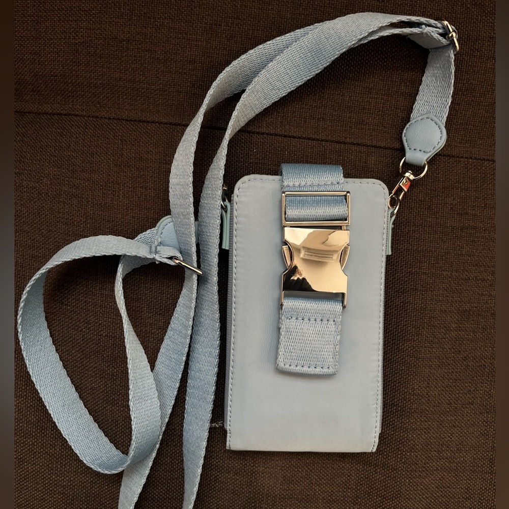 Light blue crossbody phone holder